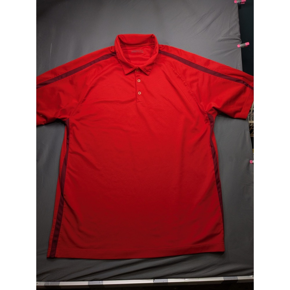 Nike Golf Fit Dry Polo Shirt Mens XXL Red Burgundy Stripe Short Sleeve Swoosh